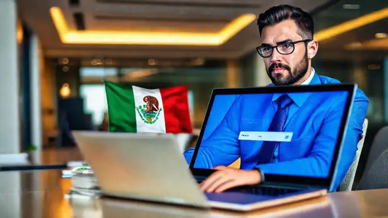 Un ejecutivo mexicano trabaja digitalmente