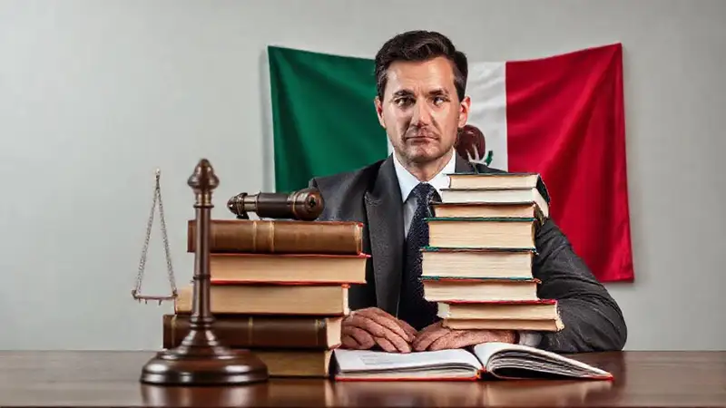 Abogado examina documentos legales serios