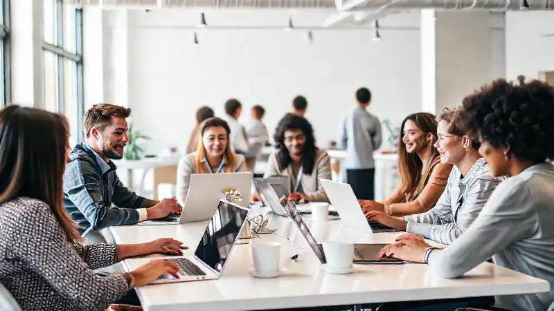 Espacio de coworking moderno y colaborativo