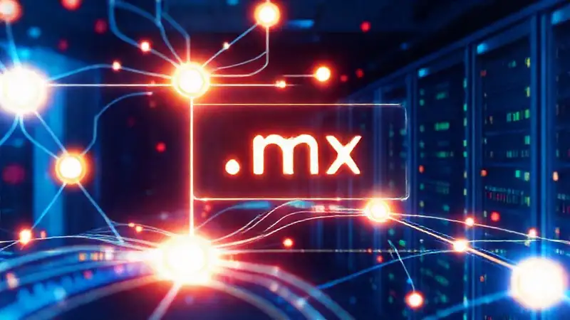 Red digital futurista con datos brillantes