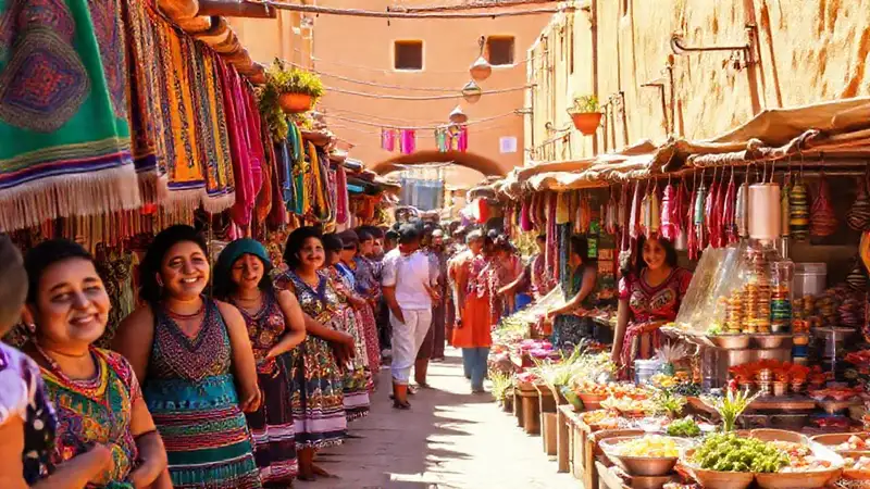Mercado mexicano vibrante, cultura y comunidad