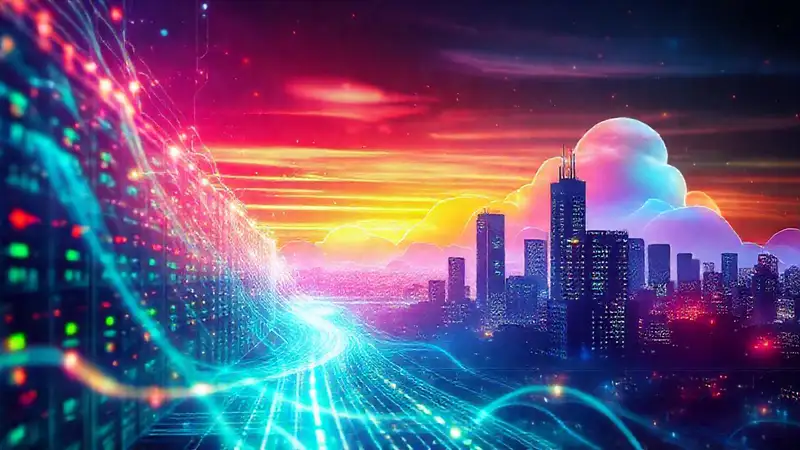Red digital futurista mexicana resplandece