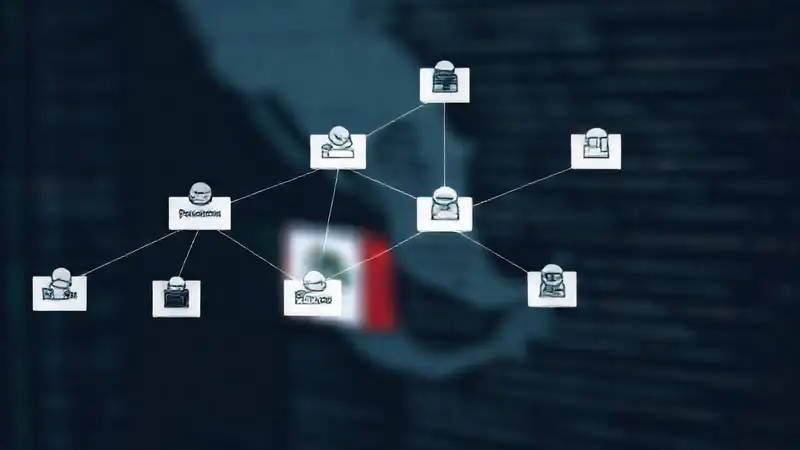 Diagrama digital minimalista, datos y código