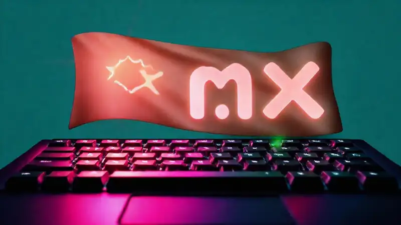 Bandera .mx estilizada, diseño limpio y vibrante