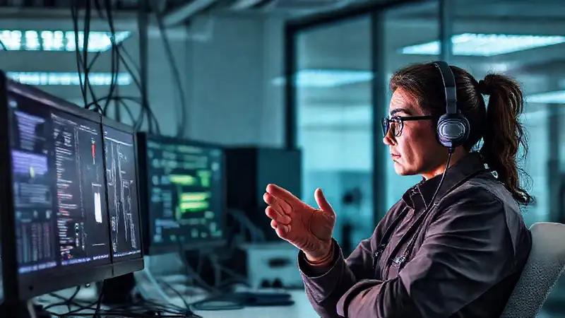 Un técnico frustrado enfrenta un problema digital