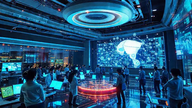 Un centro de red futurista brillante