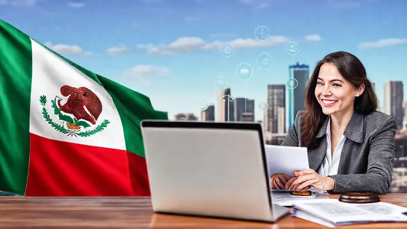 Éxito empresarial con colores vibrantes