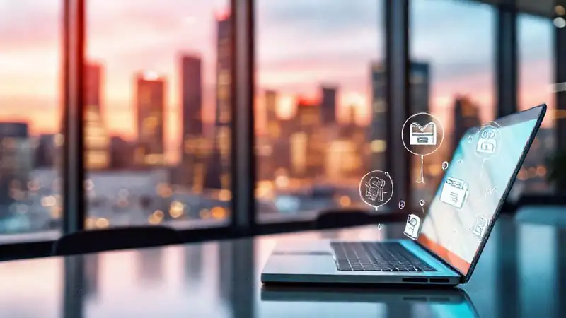 Oficina moderna, energía startup, diseño vibrante