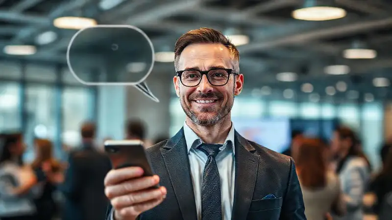 Un empresario seguro conecta digitalmente profesionalmente