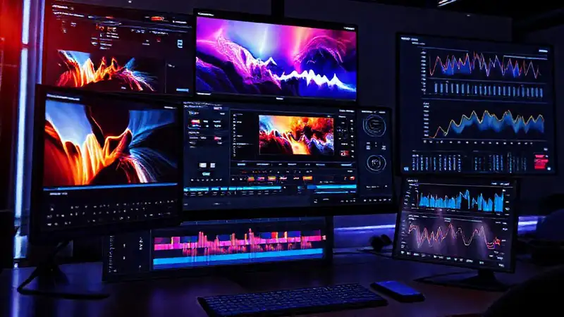 Un espacio de trabajo tecnológico vibrante