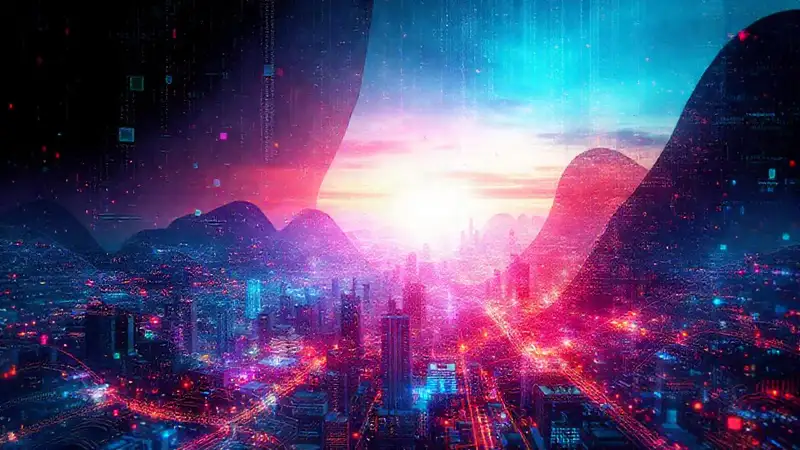 Paisaje digital futurista