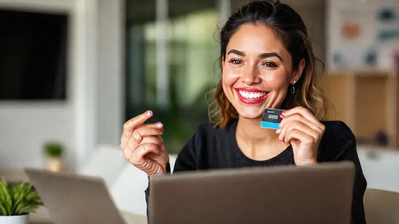 Mujer sonríe hacia la libertad financiera
