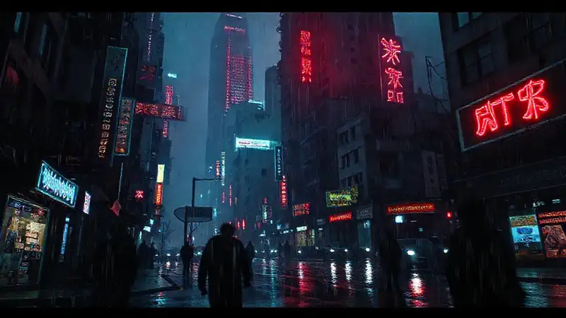 Ciudad cyberpunk oscura
