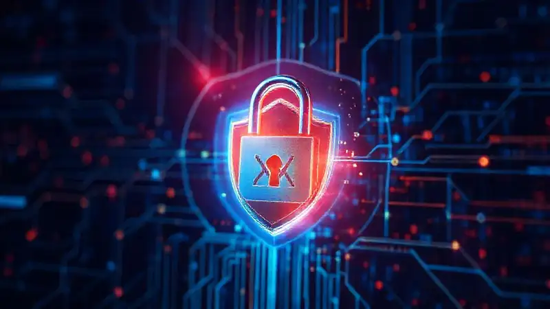 Seguridad digital azul vibrante y protegida