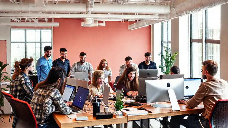 Oficina de startup moderna y vibrante