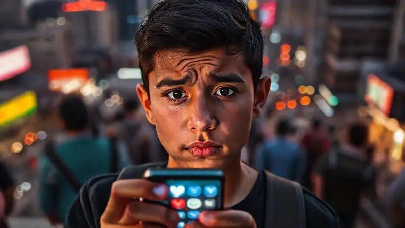 Joven mexicano confuso frente a redes