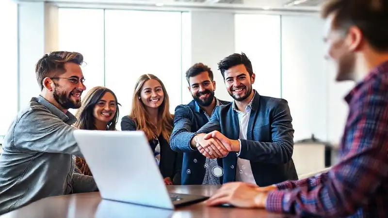 Equipo emprendedor celebra un encuentro exitoso