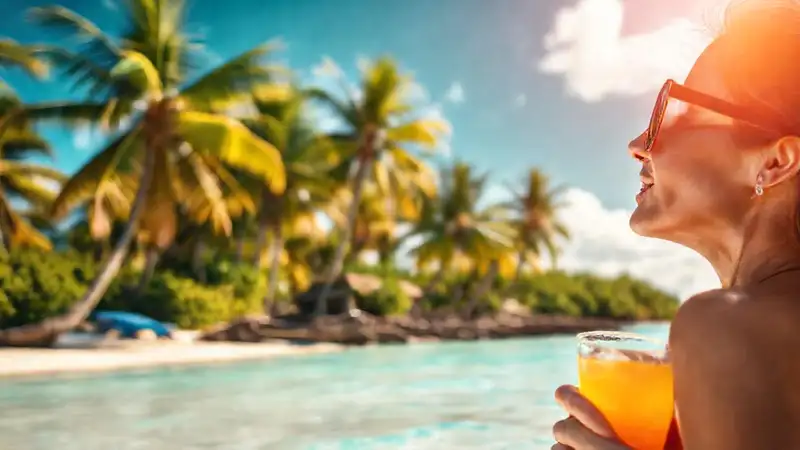Una mujer relajada disfruta la playa