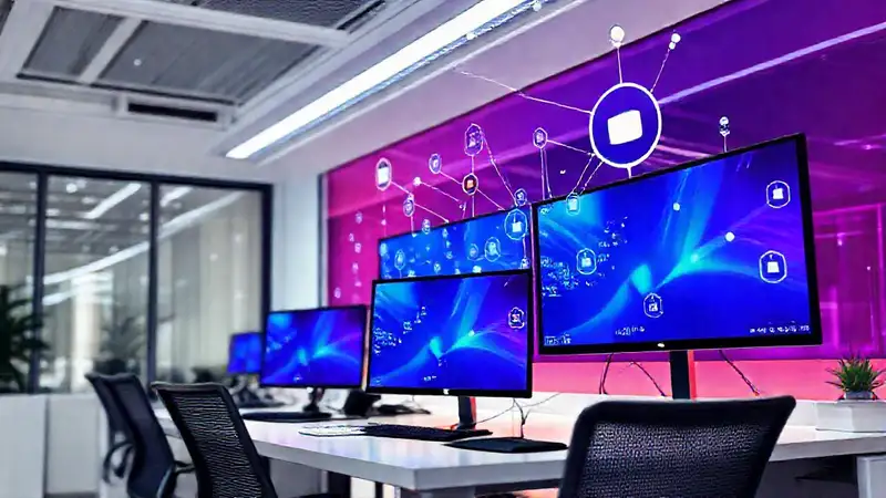 Oficina moderna, tecnología y productividad conectada