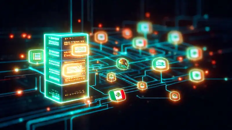 Redes informáticas futuristas, vibrantes y complejas