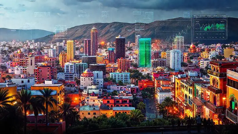 Ciudad mexicana moderna y dinámica analiza datos