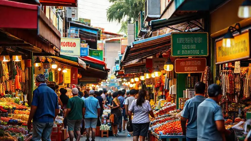 Mercado callejero mexicano, vibrante y bullicioso