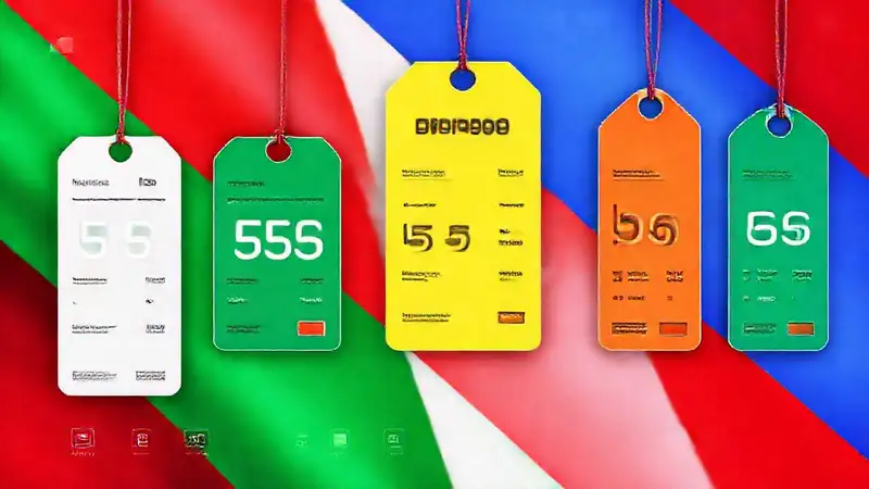 Etiquetas vibrantes, tecnología y diseño moderno
